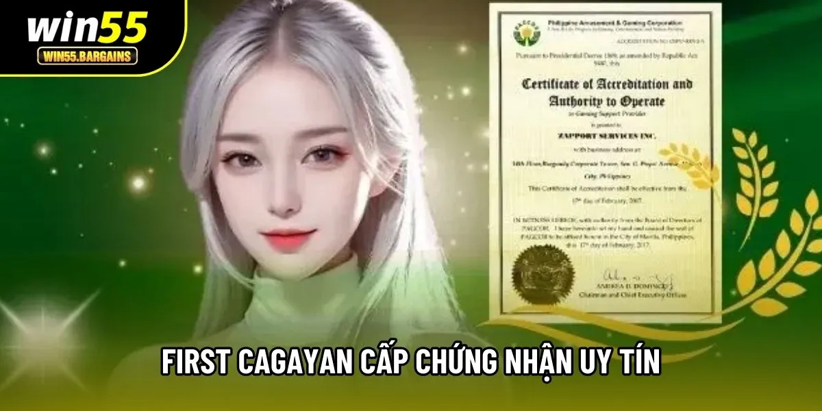 First Cagayan cấp chứng nhận uy tín